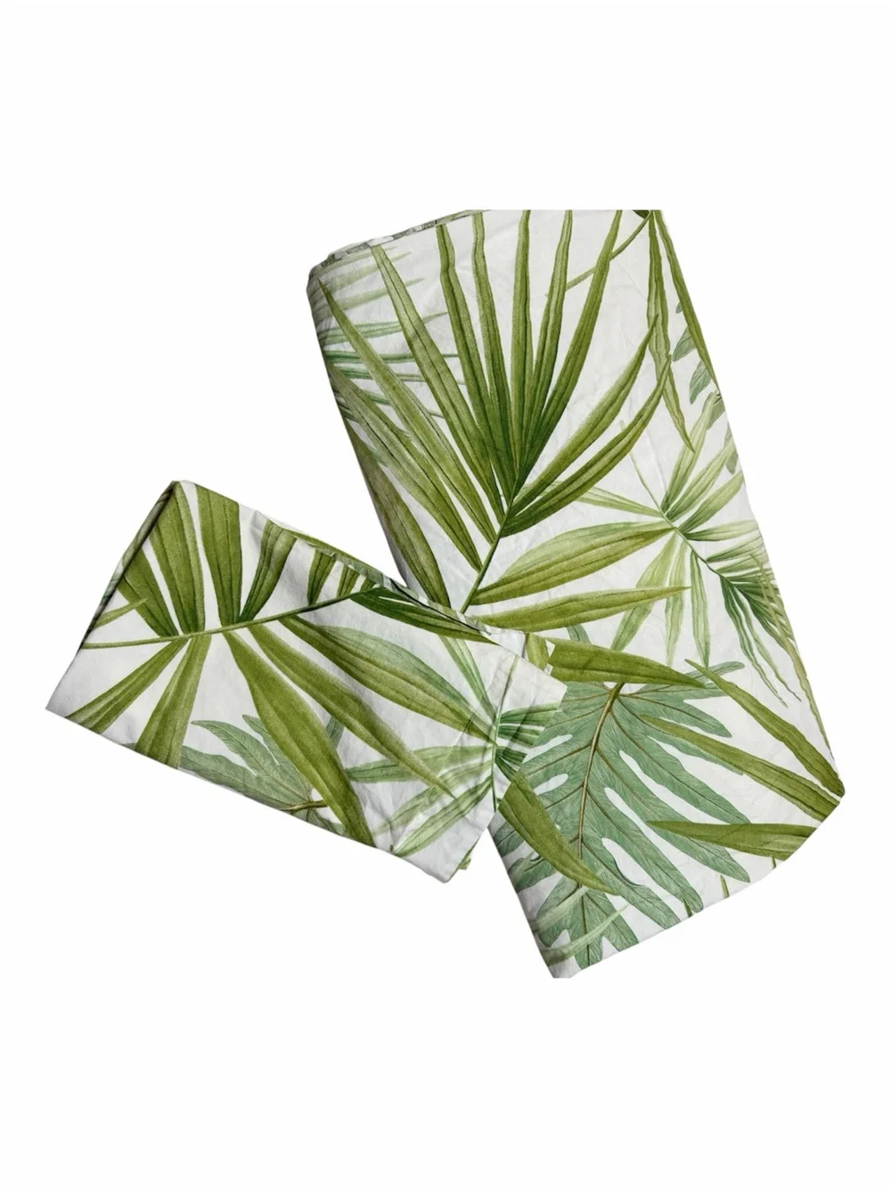 Pottery Barn Palm Duvet Cover & Sham Set Full Queen Organic Cotton Tropical Gree
